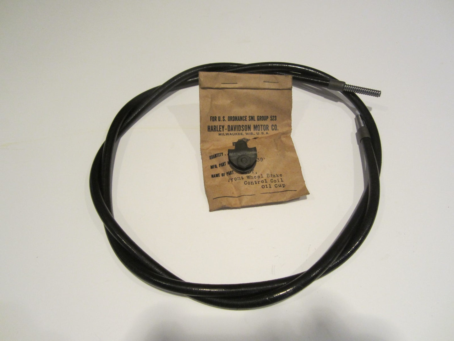 Harley Knucklehead WLA  WL 45   Brake Cable With  Parkerized Ferrules