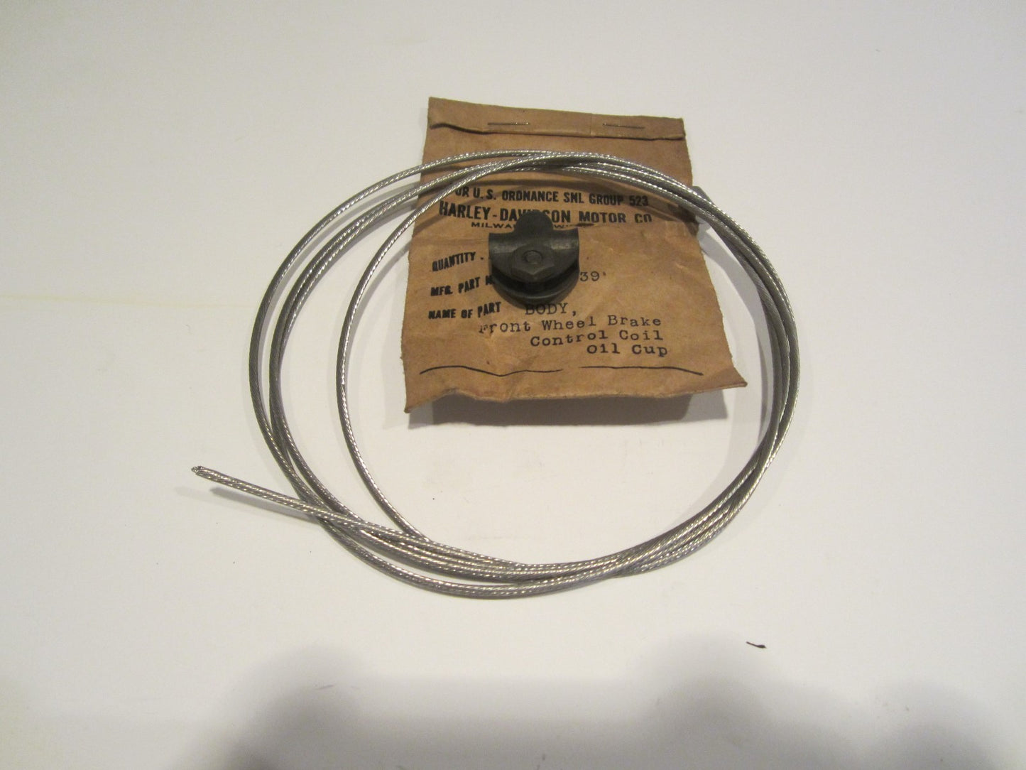 Harley Knucklehead WLA  WL 45   Brake Cable With  Parkerized Ferrules