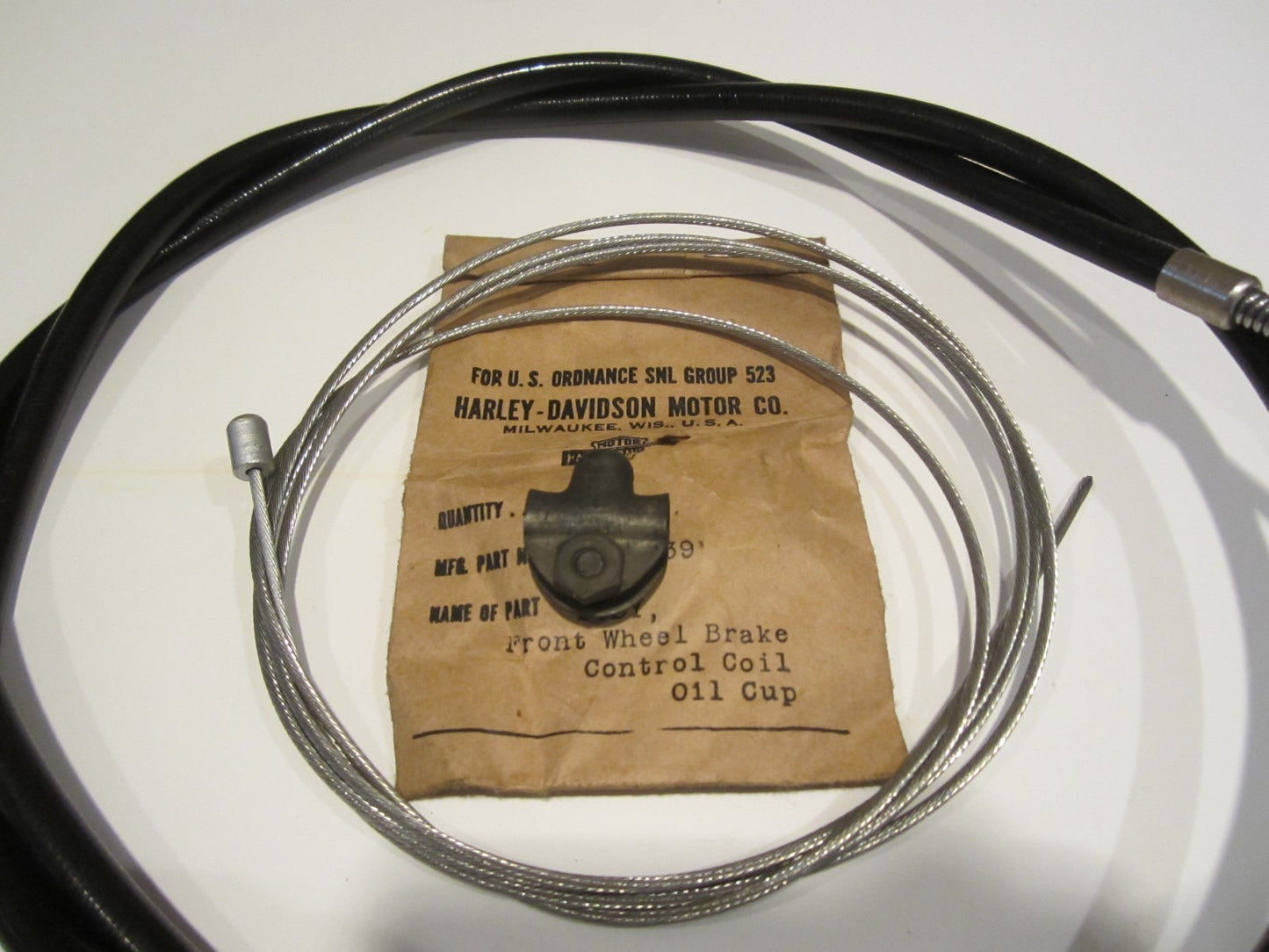 Harley Knucklehead WLA  WL 45   Brake Cable With Nickel Ferrule