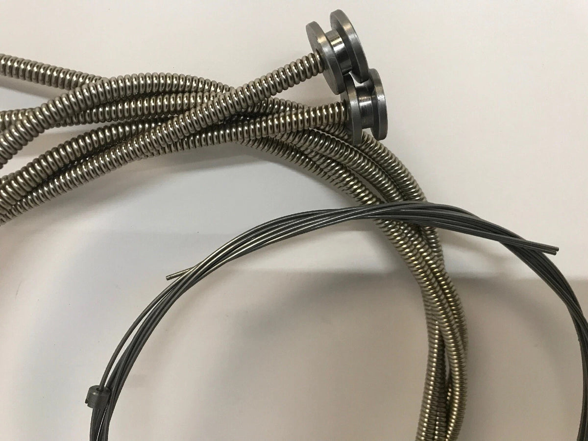 Harley  JD, Single, Early Harley Throttle and Spark Cables Nickel + Cable Nuts