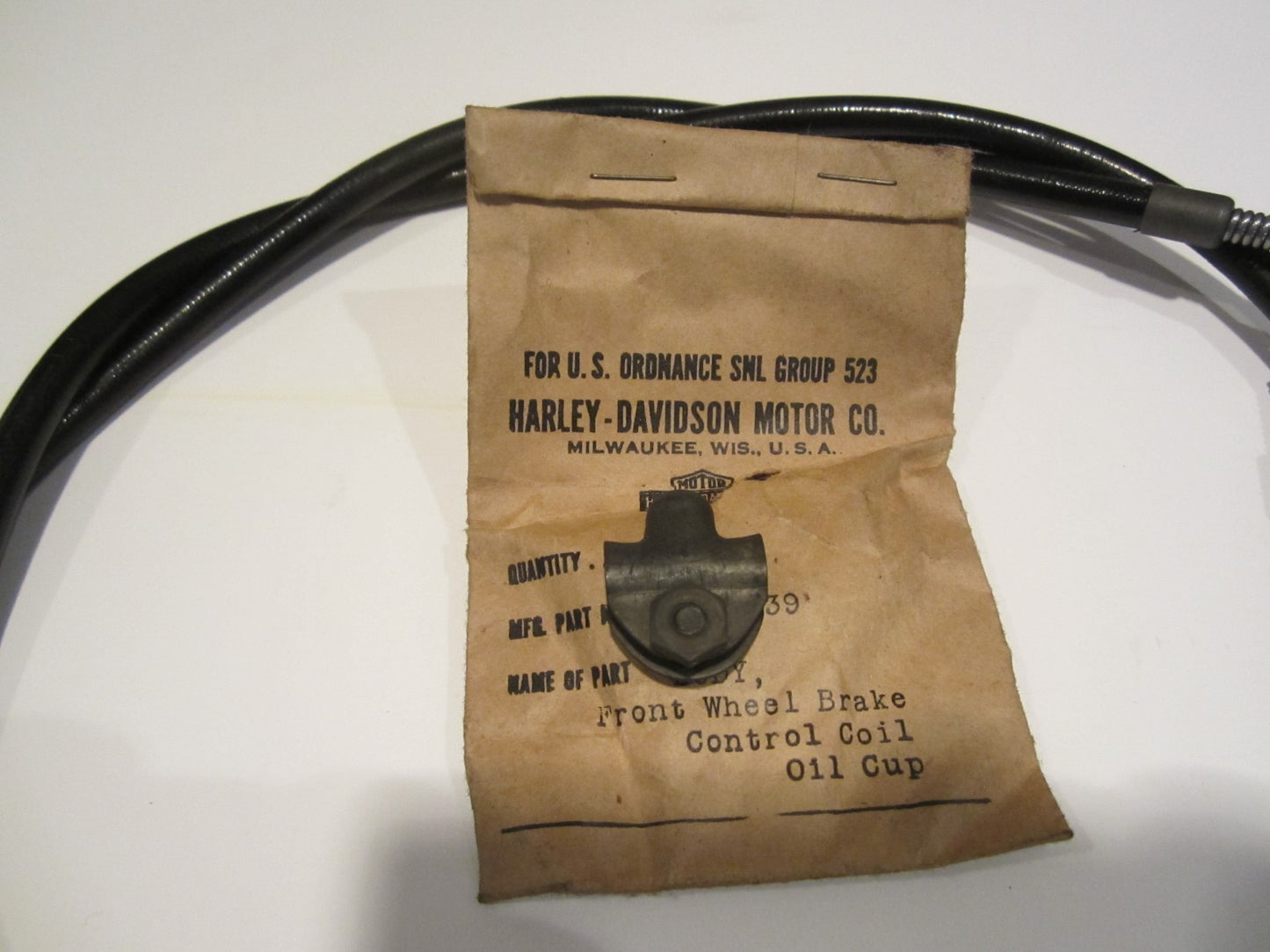 Harley Knucklehead WLA  WL 45   Brake Cable With  Parkerized Ferrules