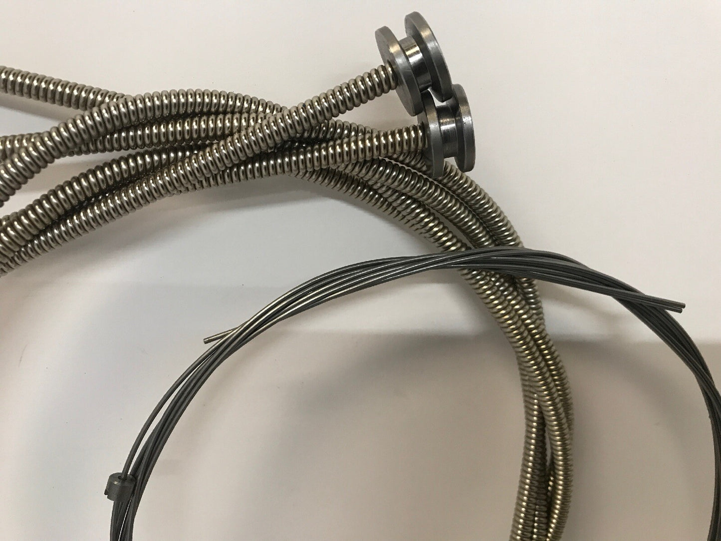 Harley  JD, Single, Early Harley Throttle and Spark Cables Nickel + Cable Nuts